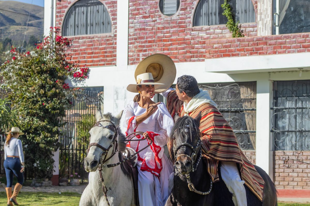 A participant enjoying horseback riding