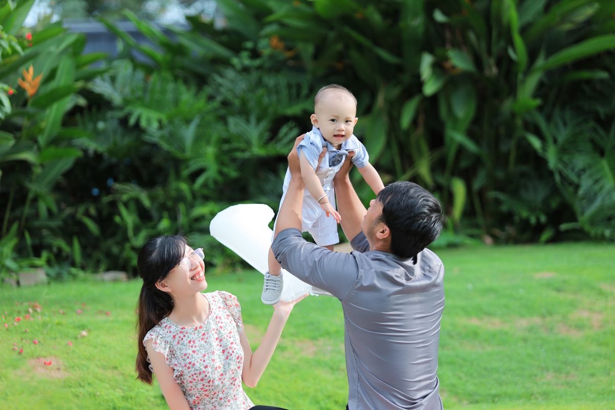 A dad spending time with his baby