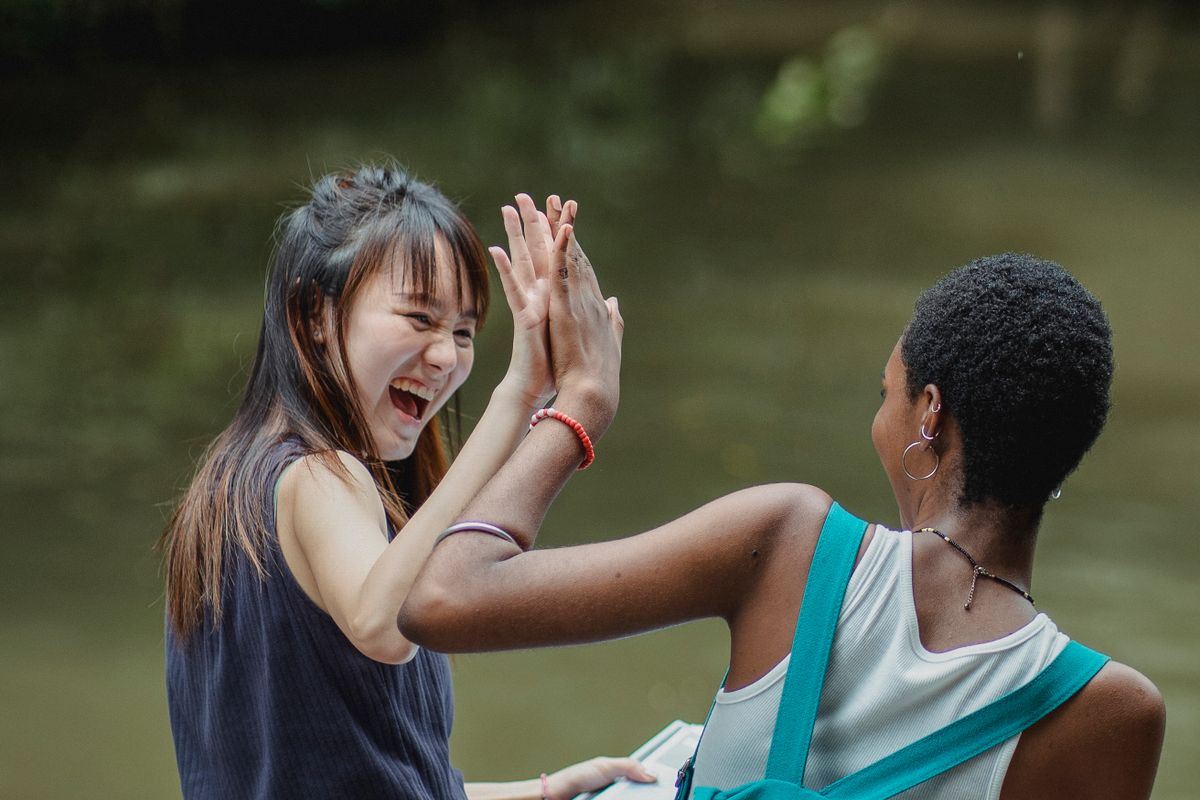 Friends sharing a high-five